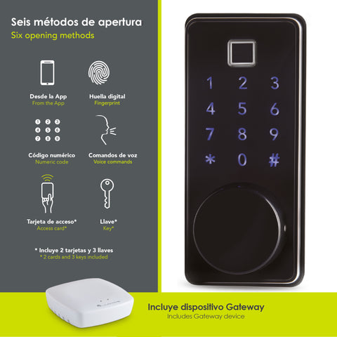 Cerrojo Inteligente Bluetooth con Gateway WiFi (LC-1331)