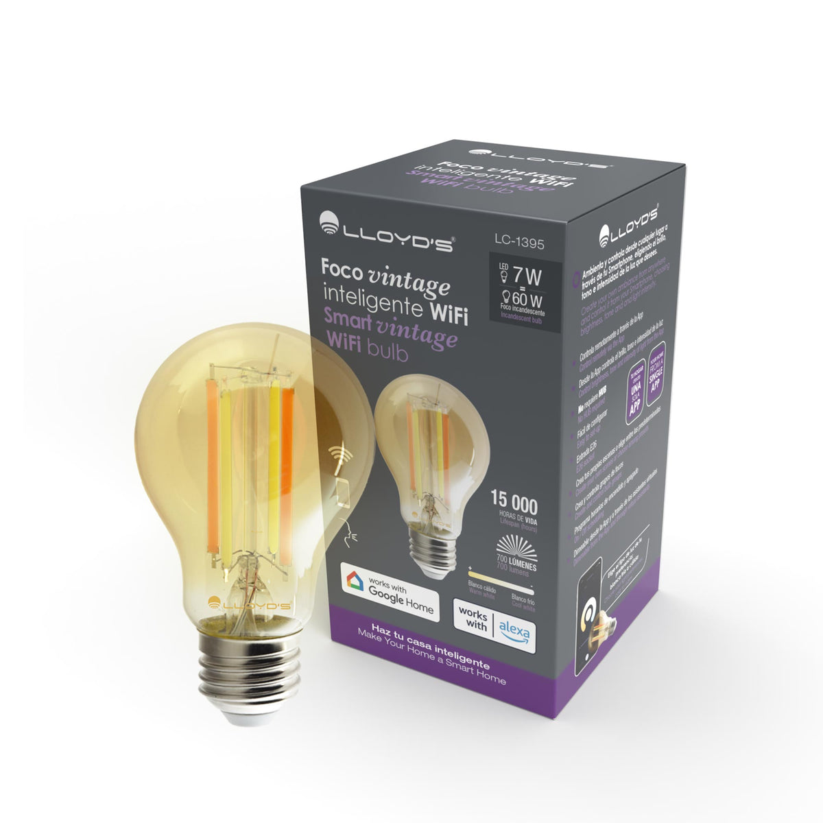 Foco Inteligente Lloyd's WiFi RGB+luz Blanca Fru00eda Y Cu00e1lida