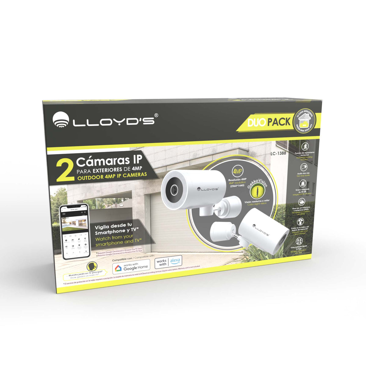 Set de Cámaras para exterior WiFi con movimiento 4MP (LC-1388