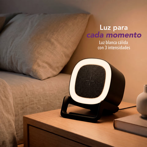 Bocina Bluetooth 3 en 1 con Carga Inalámbrica de hasta 15 W y Luz LED Multicolor| LC-1437