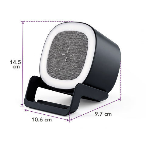 Bocina Bluetooth 3 en 1 con Carga Inalámbrica de hasta 15 W y Luz LED Multicolor| LC-1437