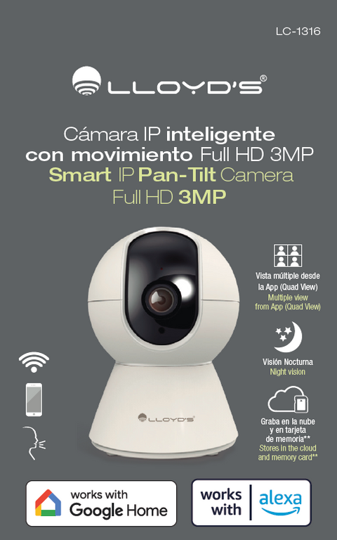 Cámara Inteligente WiFi con movimiento UHD 3MP (LC-1316)