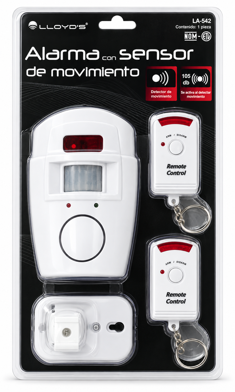 Alarma con Sensor de Movimiento de 105 dB y 2 Controles Remotos | LA-542