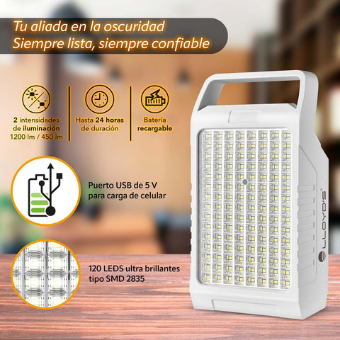 Lámpara de Emergencia de 120 LEDs con Power Bank (LP-346)