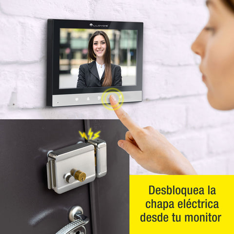 Video Interfón HD de 7" con Chapa Eléctrica Incluida (LC-1415)