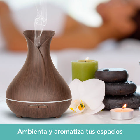 Difusor de Aroma Inteligente Wi-Fi de 400 ml con Luz Multicolor y Acabado Tipo Madera | LC-1338