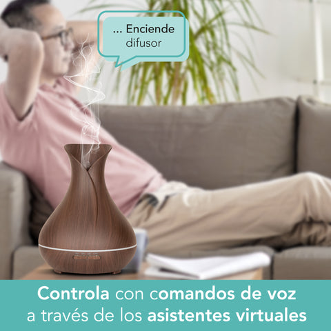 Difusor de Aroma Inteligente Wi-Fi de 400 ml con Luz Multicolor y Acabado Tipo Madera | LC-1338