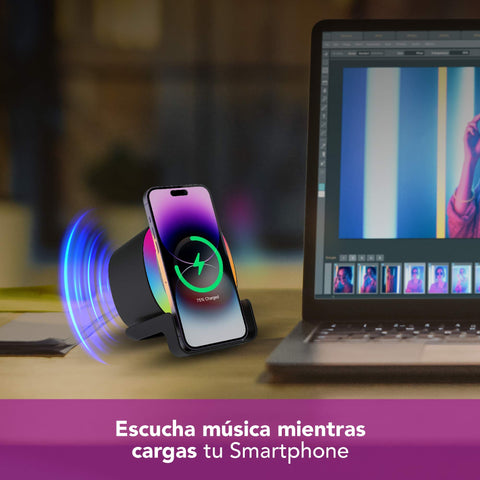 Bocina 3 en 1 con Carga Inalámbrica y Luz LED (LC-1437)