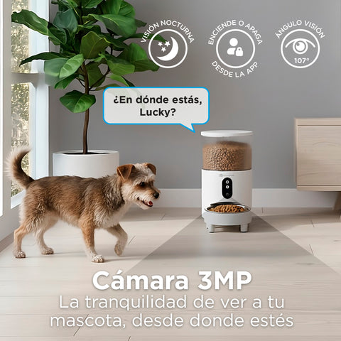 Alimentador Inteligente Wi-Fi con Cámara 3MP para Mascotas | Capacidad 3L (Modelo LC-1442)