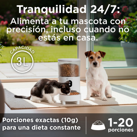 Alimentador Inteligente Wi-Fi con Cámara 3MP para Mascotas | Capacidad 3L (Modelo LC-1442)