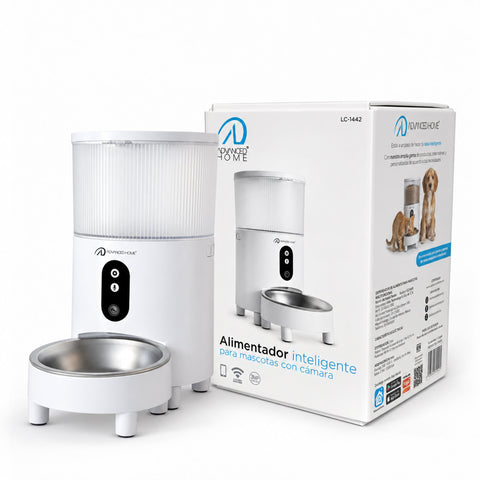 Alimentador Inteligente Wi-Fi con Cámara 3MP para Mascotas | Capacidad 3L (Modelo LC-1442)