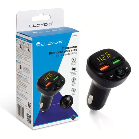 Transmisor Bluetooth para Auto con Manos Libres y Carga Rápida QC 3.0 | LV-8004