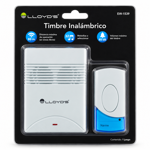 Timbre Inalámbrico de 80 Metros con 32 Melodías y Campana Enchufable | EW-1539