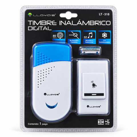 Timbre Inalámbrico de Conexión a Corriente con 32 Melodías y Alerta Visual | LT-318